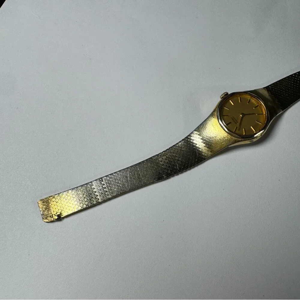 Seiko Quartz Watch Women 1400-0089 Gold Dial Bracelet Band Repair Not Working